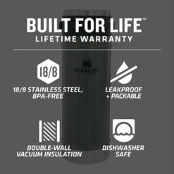 Stanley 16oz Classic Travel Press Hammertone Green -Camping And Hiking 022 2