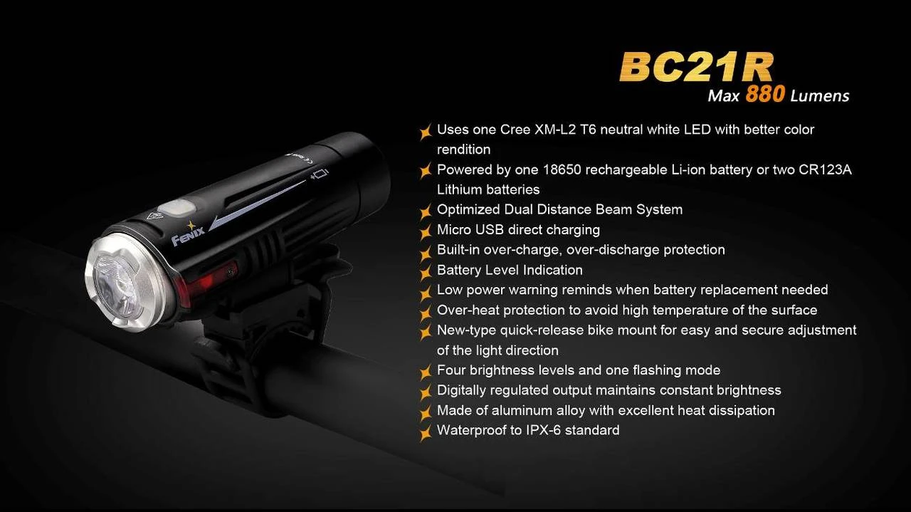 Fenix BC21R USB Rechargable Bicycle Light 880 Lumens 13 Fenix BC21R USB Rechargable Bicycle Light 880 Lumens - Image 11