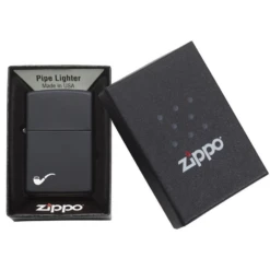 Zippo 218PL Black Matte Pipe Lighter With Pipe Logo - Refillable Windproof Lighter -Camping And Hiking 218PL 1