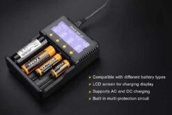 Fenix ARE-C2+ 4-Slot Charger (EURO) -Camping And Hiking ARE C1plus battery charger features