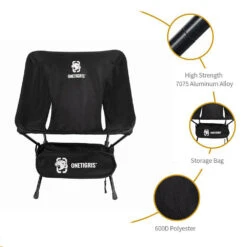 OneTigris Portable Camping Chair - Black -Camping And Hiking CE ZDY02 BK 04