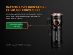 Fenix E18R XP-L Hi Led Flashlight Black 750 Lumen -Camping And Hiking Fenix E18R EDC Flashlight battery level