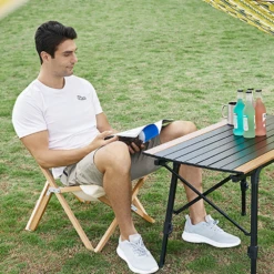 Hewolf Foldable Wooden Chair - Small -Camping And Hiking HW J2058S KHA 02