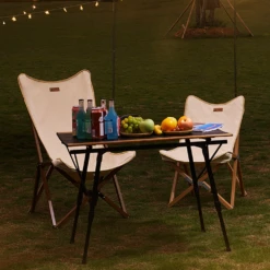 Hewolf Foldable Wooden Chair - Small -Camping And Hiking HW J2058S KHA 04