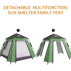 Hewolf Auto 3-4 Person Tent - Green -Camping And Hiking MON 1654 GRN 11