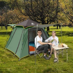 Hewolf Auto 3-4 Person Tent - Green -Camping And Hiking MON 1654 GRN 4