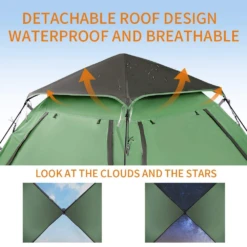 Hewolf Auto 3-4 Person Tent - Green -Camping And Hiking MON 1654 GRN 6