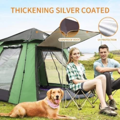 Hewolf Auto 3-4 Person Tent - Green -Camping And Hiking MON 1654 GRN 7