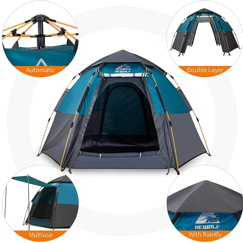 Hewolf 3-5 Person Automatic System Large Outdoor Camping Tent 9 Hewolf 3-5 Person Automatic System Large Outdoor Camping Tent - Image 7