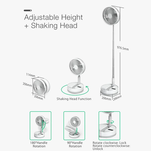 P10 Folding Retractable Camping Fan - Black 9 P10 Folding Retractable Camping Fan - Black - Image 7