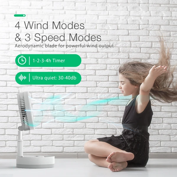 P10 Folding Retractable Camping Fan - Black 10 P10 Folding Retractable Camping Fan - Black - Image 8