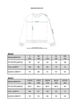 KZM Proud Owner Sweater-ADULTS -Camping And Hiking sizechart